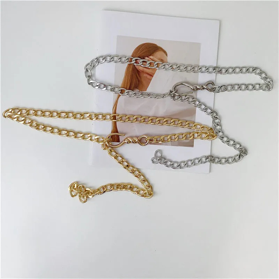 

Luxurys Designers Waistbands Womens Mens Chain Belt Fashion Jeans Dress Street Hip Hop Trend Women Men Waist Belt Gold Silver 2022, Image