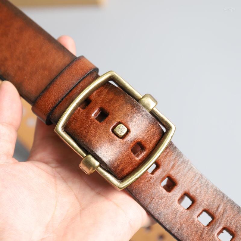 

Belts Casual Style Hollow-out Sliding Buckle Belt First Layer Cowhide Western Cowboy Copper Leather Men's, Black