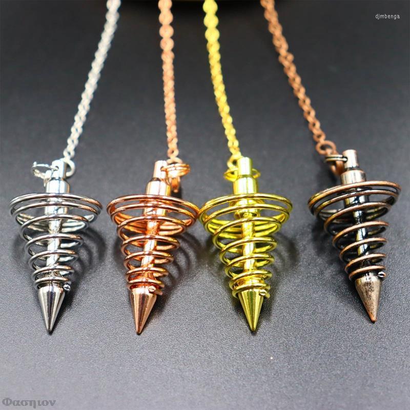 

Pendant Necklaces Reiki Natural Stone Crystal Dowsing Metal Pendulum Pendulo Radiestesia Pyramid Pendule Healing Chakra Charm Men Women