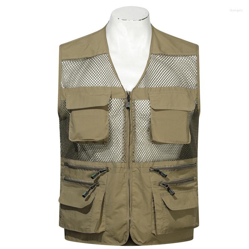 

Men's Vests Men's Breathable Fishing With Multi Pockets Outdoor Pographer Waistcoat For Male Workwear Sleeveless Jacket Big Size, Blue