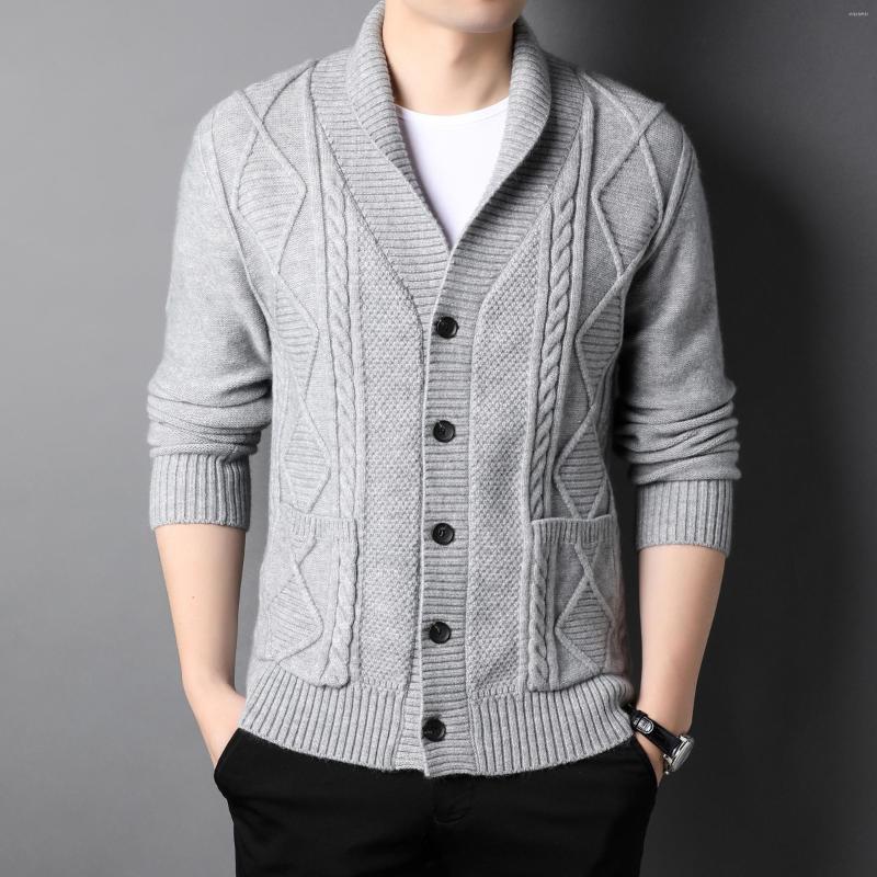

Men's Sweaters High End European Thickened Casual Knitting Cardigan For Men's Autumn And Winter Style Korean Vintage Jacquard Coat, Black