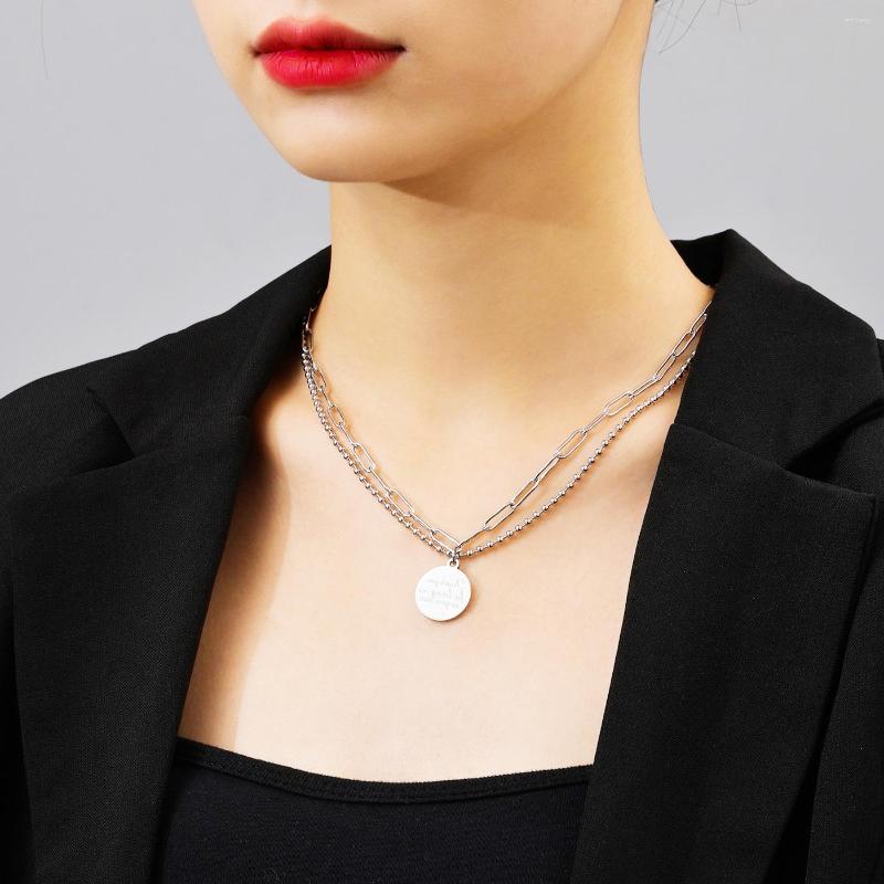 

Choker MeMolissa Double Layer Chain Round Letter Pendant THANK YOU FOR LOVING ME Clavicle Necklace Fashionable Jewelry Gothic Gift