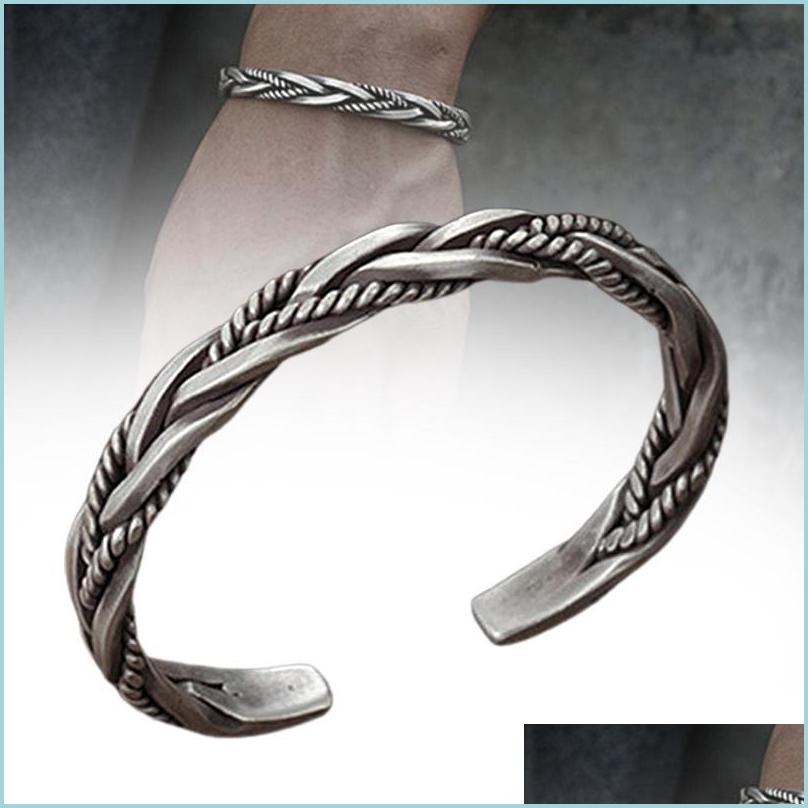 

Bangle Bangle Retro Weave Sier Plated Bracelet Adjustable Alloy For Men Male Gift Decor Aug889 Drop Delivery 2022 Jewelry Bracelets Dhls9