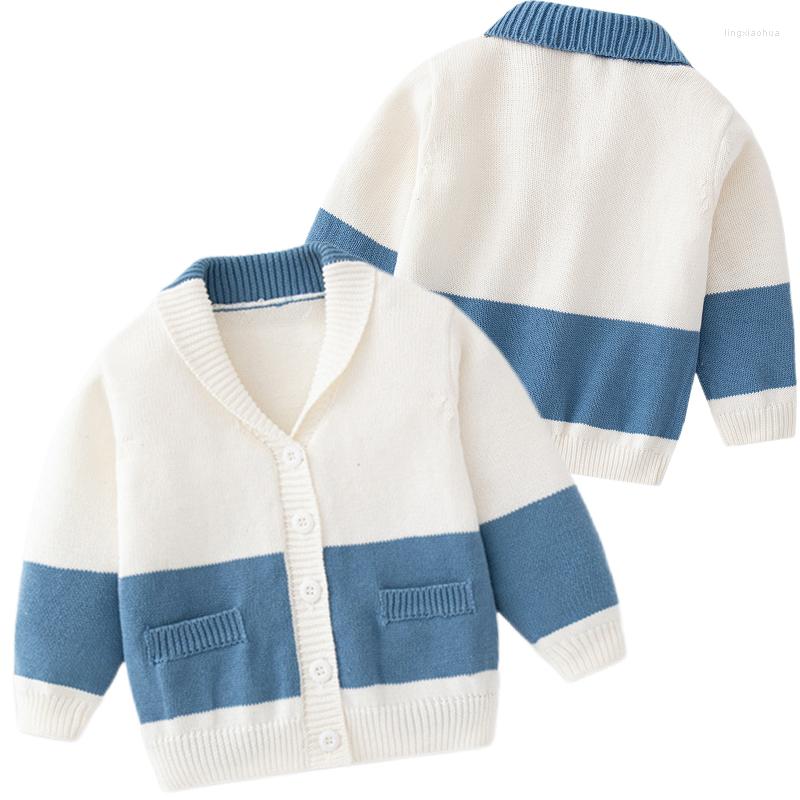 

Jackets Autumn Baby Knitted Cardigan Sweater Long Sleeve V-Collar Children Clothing Boys Girls Sweaters Kids Wear Toddler Boy, Bs7042 white