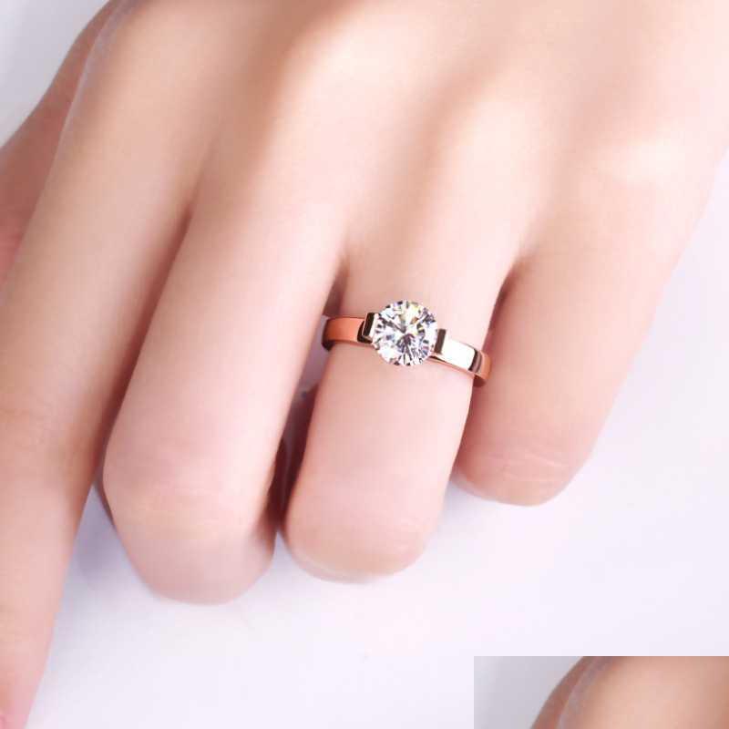 

Cluster Rings Cluster Rings 316L Stainless Steel Fashion Upscale Jewelry 1 Rose Gold Color Zircon Lovers Wedding Bride For Women Lad Dheup