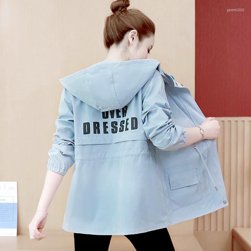 

Women's Trench Coats Plus Size Letter Printed Coat For Women Oversize Windbreaker Hooded Spring Autumn Casual Loose Outerwear Duster, Black