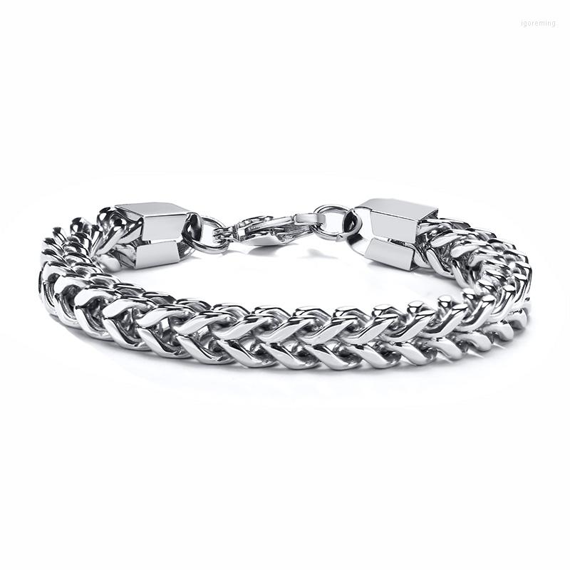

Link Bracelets Men Stainless Steel Bracelet For Heavy Franco Chains Brazalets Silver Color