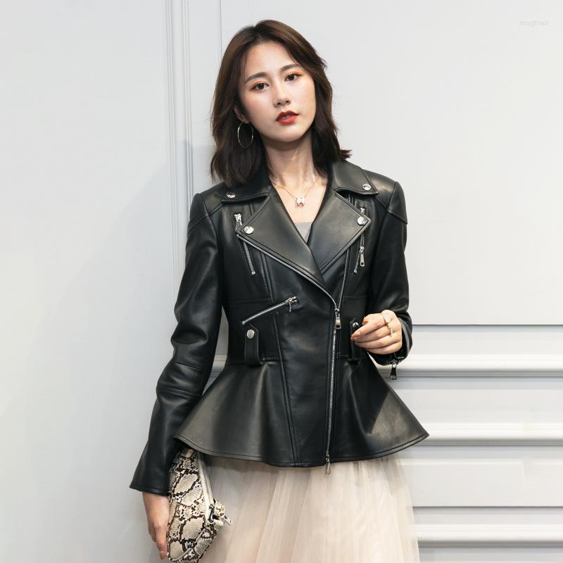 

Women' Leather Genuine Jacket Women 2022 Korean Fashion Women' Sheepskin Coat Short Ladies Jaqueta De Couro Lq497, Black