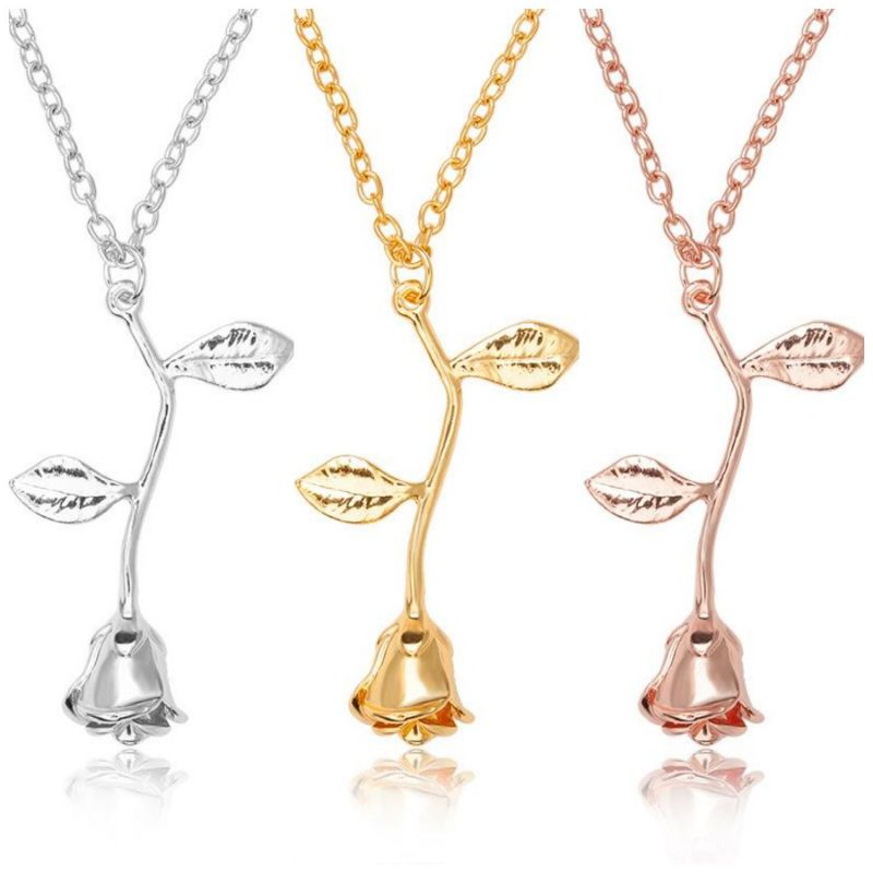 

Rose Pendant Necklace Flower Necklaces for Women Girls Fashion Jewelry Gift