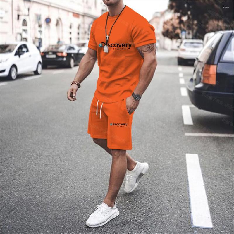 

Men's Tracksuits Men's Alphabet Discovery Personality Print O Neck Short Sleeve Drawstring Shorts Two Piece Fashion Casual Sports Suit, Tz3359