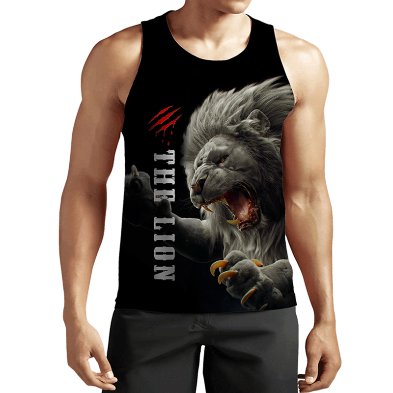 

Plus-size -6XLSummer Men' Lion Tank Tops Animal 3D Printed Sleeveless Cool Vest Women Fashion Casual Harajuku Streetwear Clothing 002, The color of the picture
