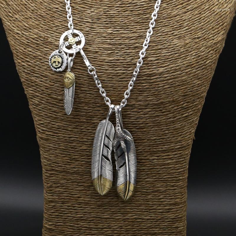 

Chains Starfield S925 Sterling Silver Retro Thai Vintage Style Necklace Classic Takahashi Goro Eagle Feather Men Women Chain