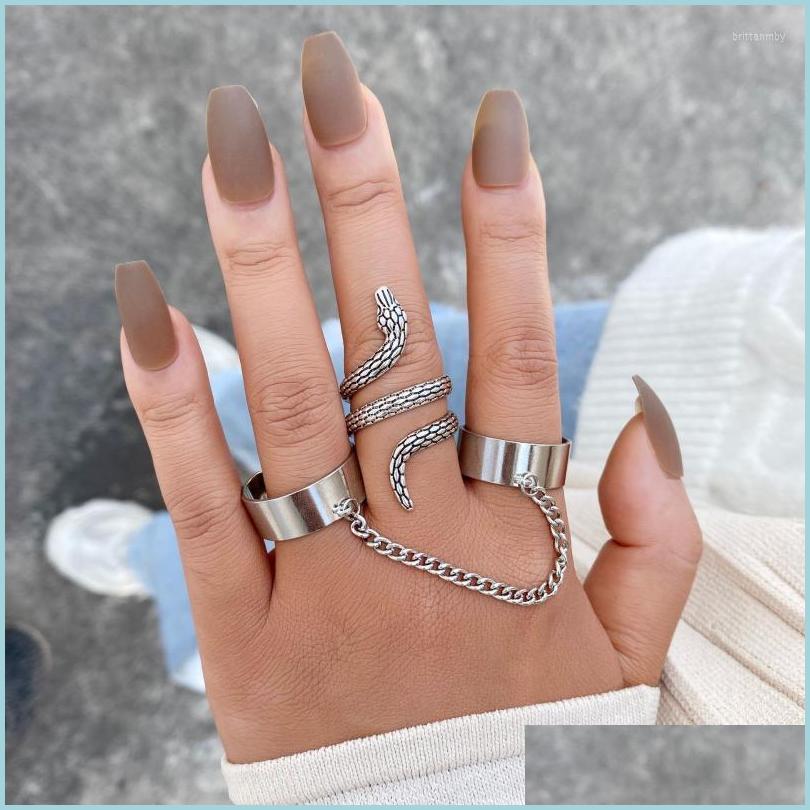 

Cluster Rings Cluster Rings Punk Chain Snakeshaped For Women Men Personality Hiphop Open Index Finger Ring Wholesale Fashion Jewelry Dhqbw