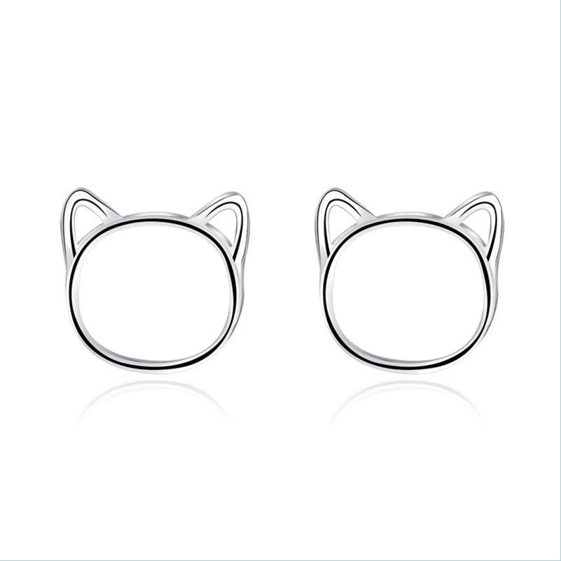 

Stud Stud Korean Simple Hollowed Out Cat Earrings Sweet Cute Girl Sier Color Accessories Creative Womens Party Jewelry Drop Delivery Dhbg9