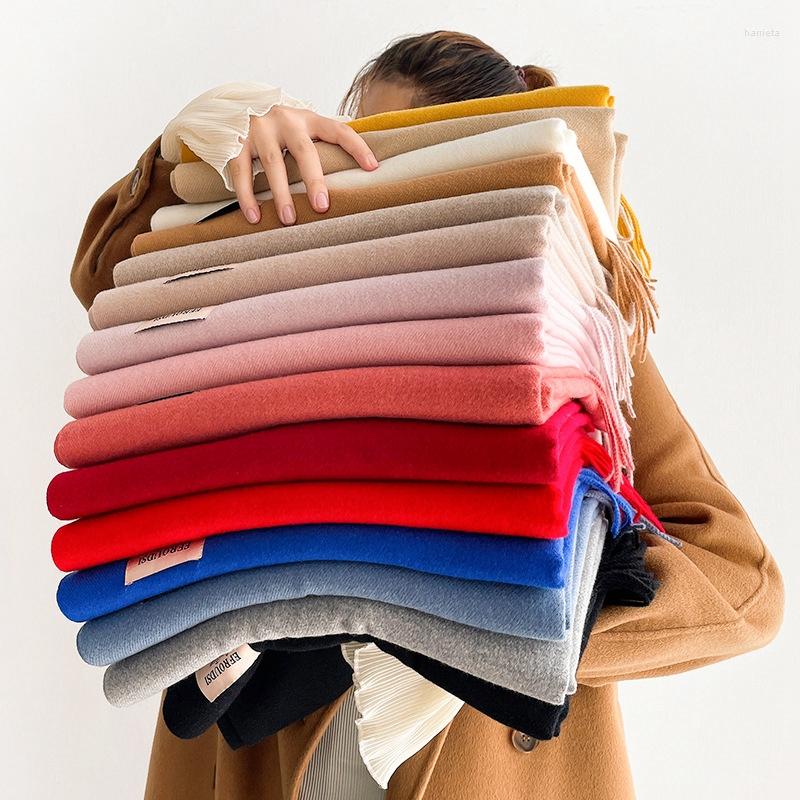 

Scarves 2022 Solid Cashmere Wool Shawls Women&Men Winter Warm Thick Blankets Tassel Scarf Holiday Gifts