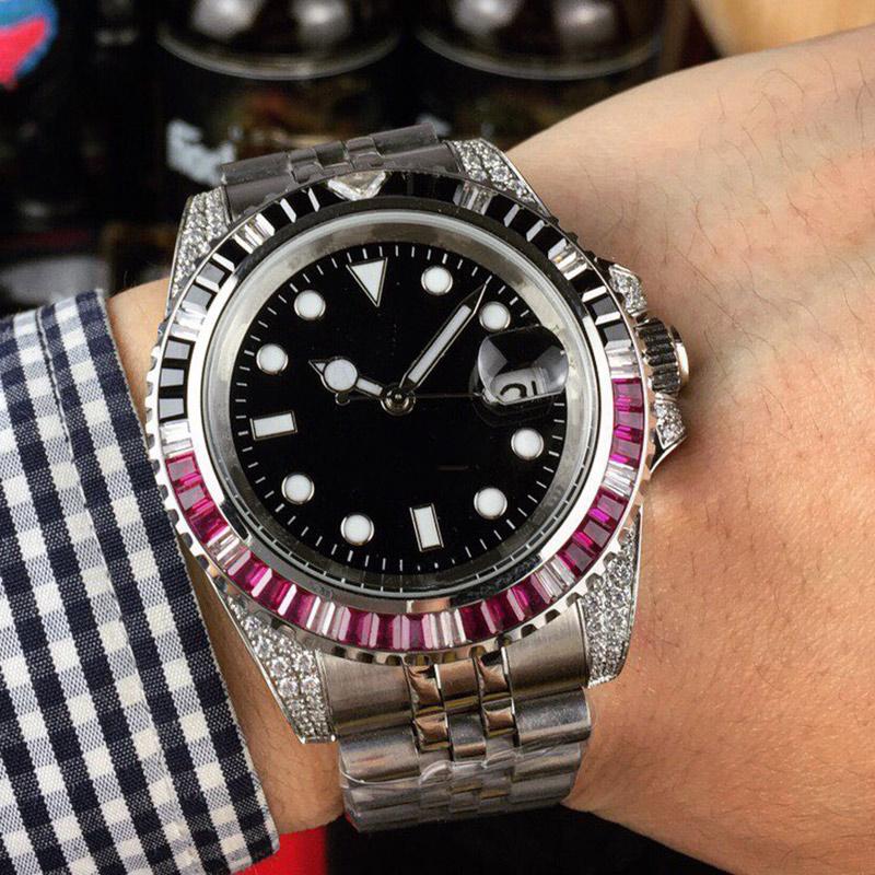 

Mens Watches Automatic Mechanical Wristwatches With Diamond Dial 40mm Business Watch Folding Clasp Life Waterproof Designer Wristwatch, Color 1