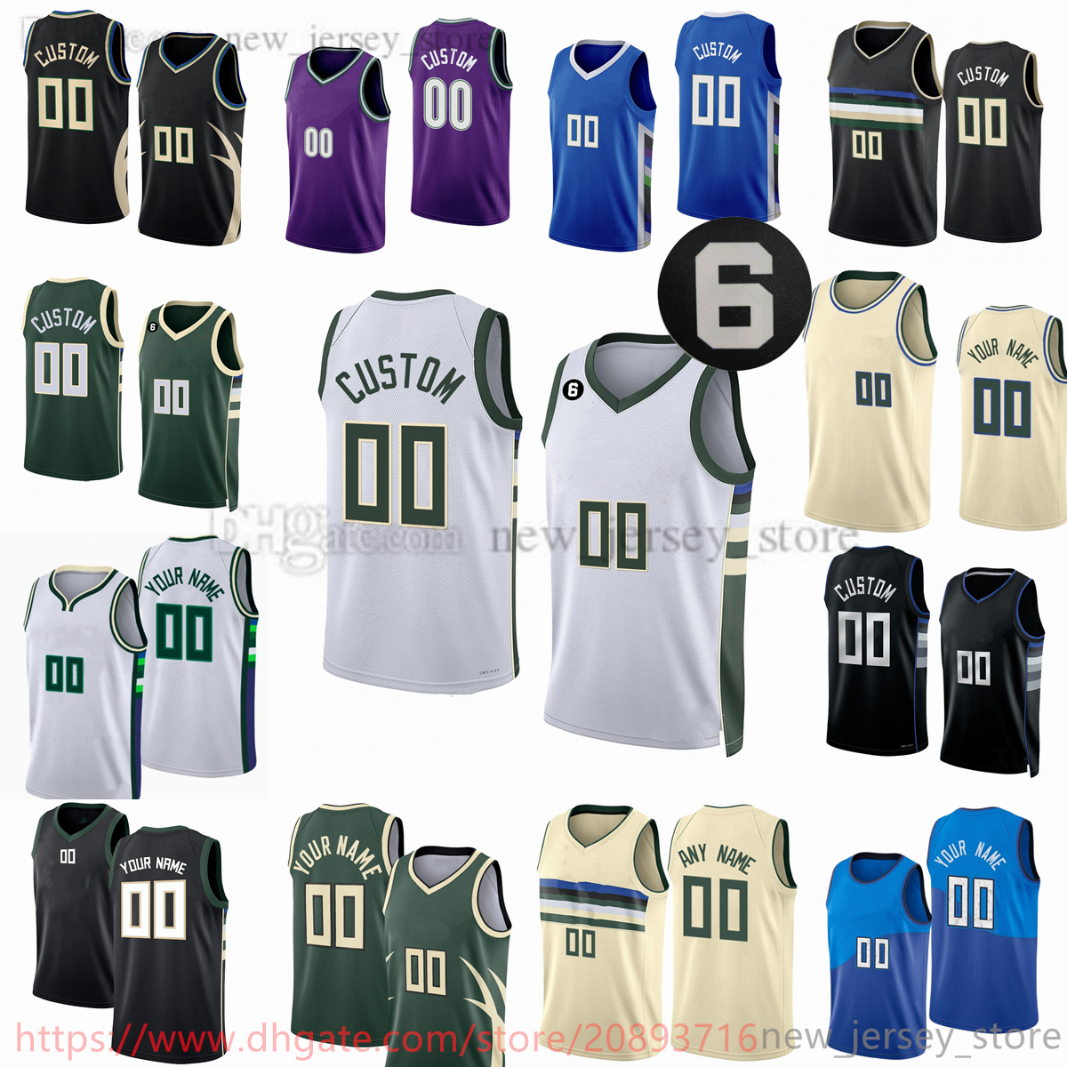 

Custom Printed 2022-23 New Season Basketball Jerseys 0 MarJon Beauchamp 34 Giannis 22 Khris Antetokounmpo Middleton 21 Jrue 11 Brook Holiday Lopez 24 Pat Connaughton, Printed (with team logo)
