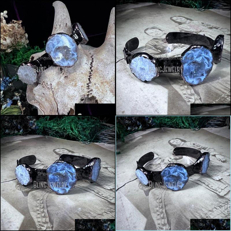 

Bangle Bangle Witch Jewelry Triple Druzy Geode Electroformed Adjustable Banglebangle Drop Delivery 2022 Bracelets Dh6O1