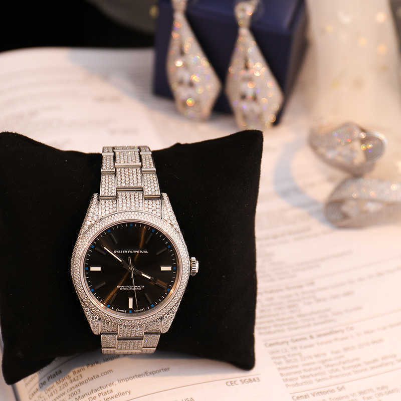 

2023JT6E Wristwatches bling manufacturers custom band men synthetic luxury vvs set VVS1 diamond watch, Full diamond