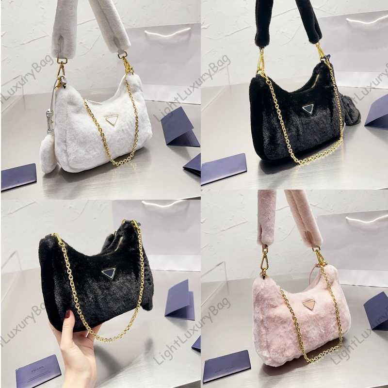 

3A Designer Fluffy CrossBody Bag Tote Bucket Fashion Cross Satchel Womens Handbag Real Leather Luxury Handbags 221103, Pink