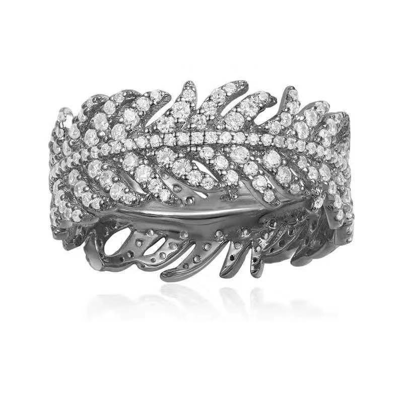 

Cluster Rings Cluster Rings Soelle Brand 925 Sterling Sier Cool Black Gray Feather Finger Ring Micro Cubic Zirconia Stones Fine Wome Dh8Jf