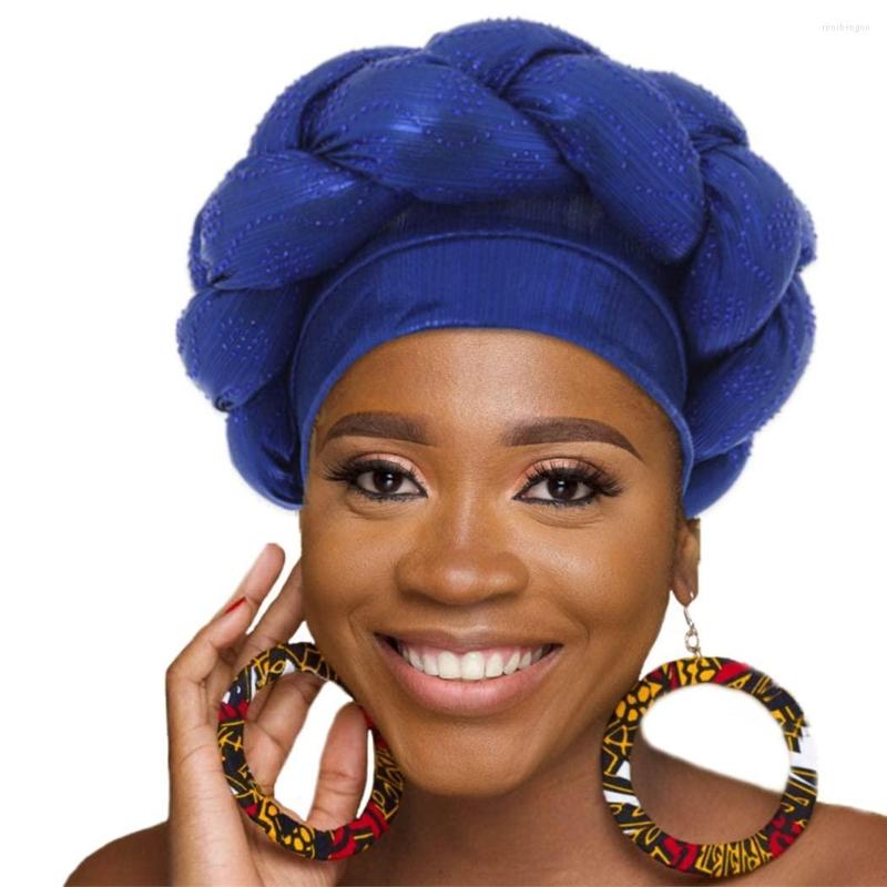 

Ethnic Clothing African Turban Hat Head Wrap Muslim Braid Beanie Hijab Cap Headwear Crystals Twisted Turbans For Women And Girls