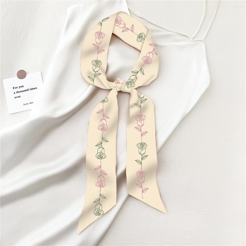 

Scarves Retro Long Silk Scarf Girl Heart Spring And Summer Narrow Ribbon Headband Bag Decoration Headdress