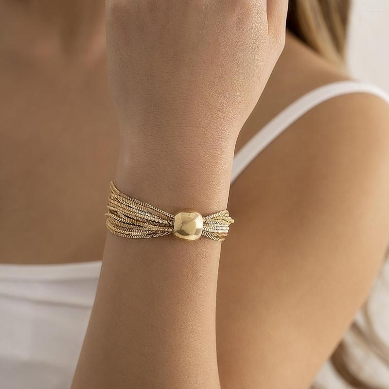 

Bangle Statement Big Metal Gold Bead Layers Strand Bracelets For Women Punk Gothic Charm Bangles Bracelet Trendy Jewelry