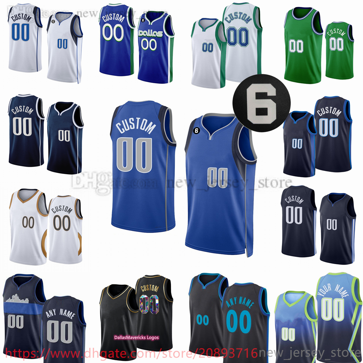 

Custom Printed 2022-23 New Season Basketball Jerseys 7 Dwight Powell 25 Reggie Bullock 42 Maxi Kleber 10 Dorian Finney-Smith 2 Facundo Campazzo McKinley Wright 6 patch, Printed (with team logo)