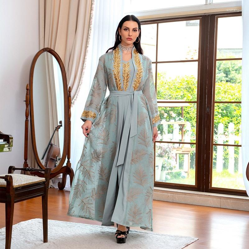 

Ethnic Clothing Muslim Dubai Arabic Abaya Dress Evening Lace Skirt Suit Robe