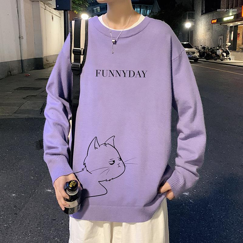 

Men's Sweaters Size Plus Thick Fleece Sweater Cute Round Collar Sweatshirts Multi Colors Casual Daily Youth Korean Style Pullovers, White