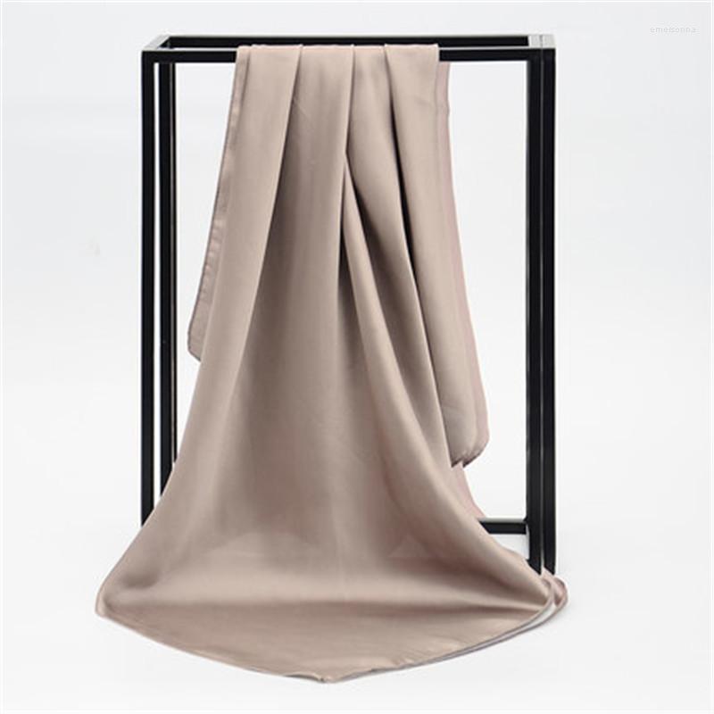 

Scarves Real Silk Feeling Women Solid Scarf Summer Small Square Foulard Elegant Ladys Neckerchief Red Black Grey Shawl