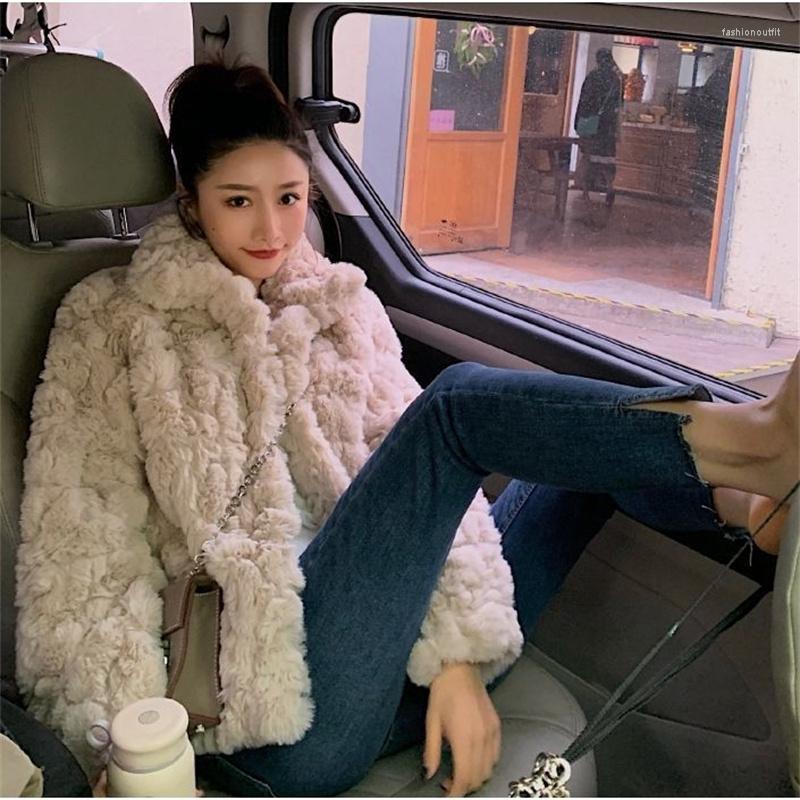 

Women' Fur 2022 Women Cropped Lamb Faux Coat Lady Sister Is Not Bloated Cut Flowers Wool Velvet Jacket Leisure, Apricot