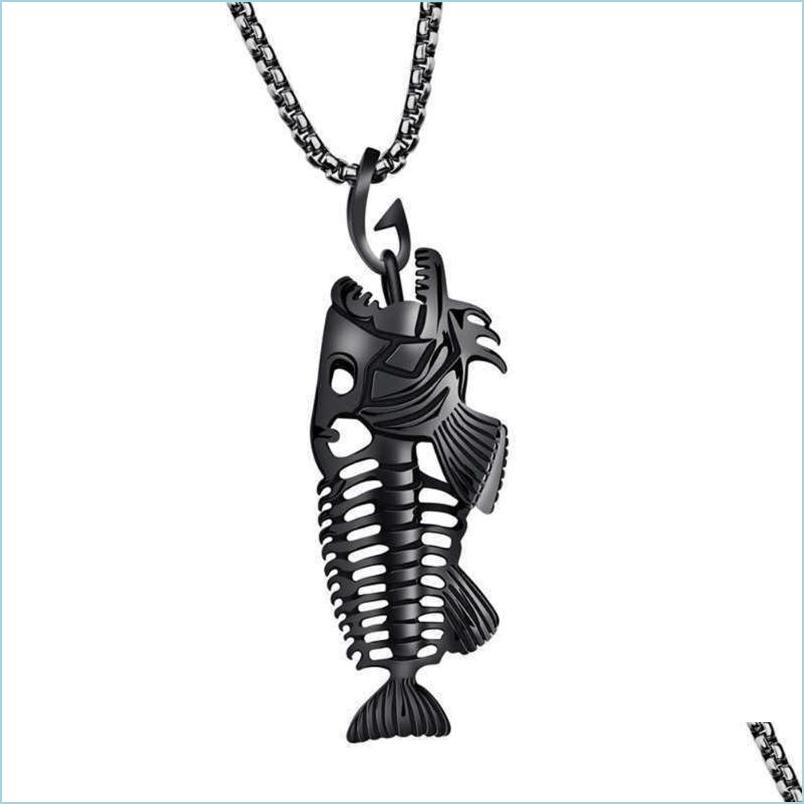 

Chains Chains Alloy Fashion Handmade Stainless Steel Gift Fish Bone Jewelry Accessories Casual Durable Charming Men Necklace Drop De Dhda8