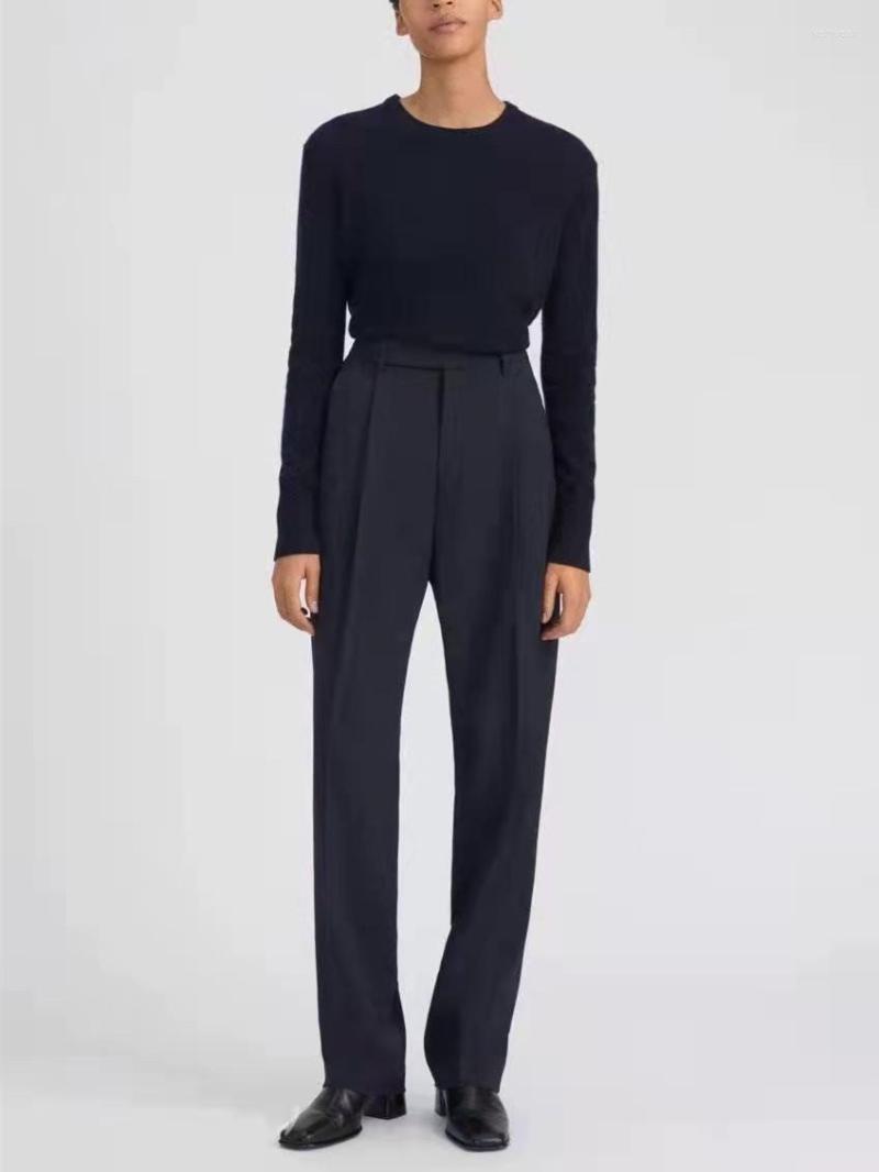 

Women's Pants Women's Woolen Suit 2 Colors Straight High Waist Simple Zipper Female Long Trousers 2022 Spring Autumn, Black