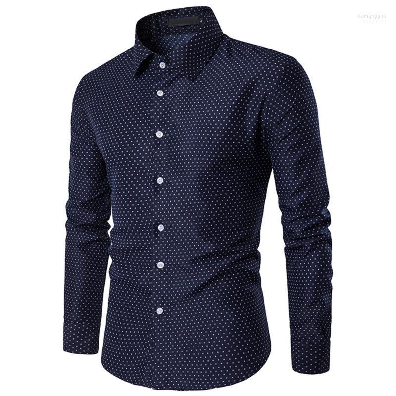 

Men's Casual Shirts Men's LNCDIS Mens Autumn Cotton Polka Dot Long Sleeve Button Down Dress Tops Blouse Male Business Clothing Camisa, Beige