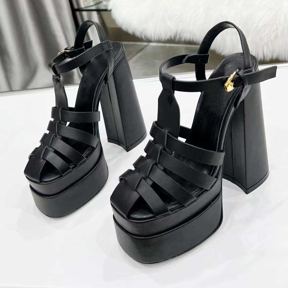 

Sandals Sandals Designer Womens Heels High Heels Women Shoes Formal Slippers 100% Leather Sole Designers 13Cm Black Decoration Banquet Weave Wedding