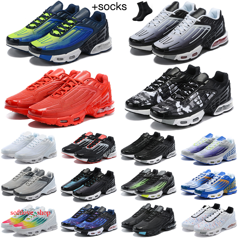 Plus 3 Tuned III Hommes Femmes Chaussures de course Laser Bleu Violet Or Triple Blanc OG Noir Ghost Vert Aqua tnplus Tn3 Obsidian Baskets Grande