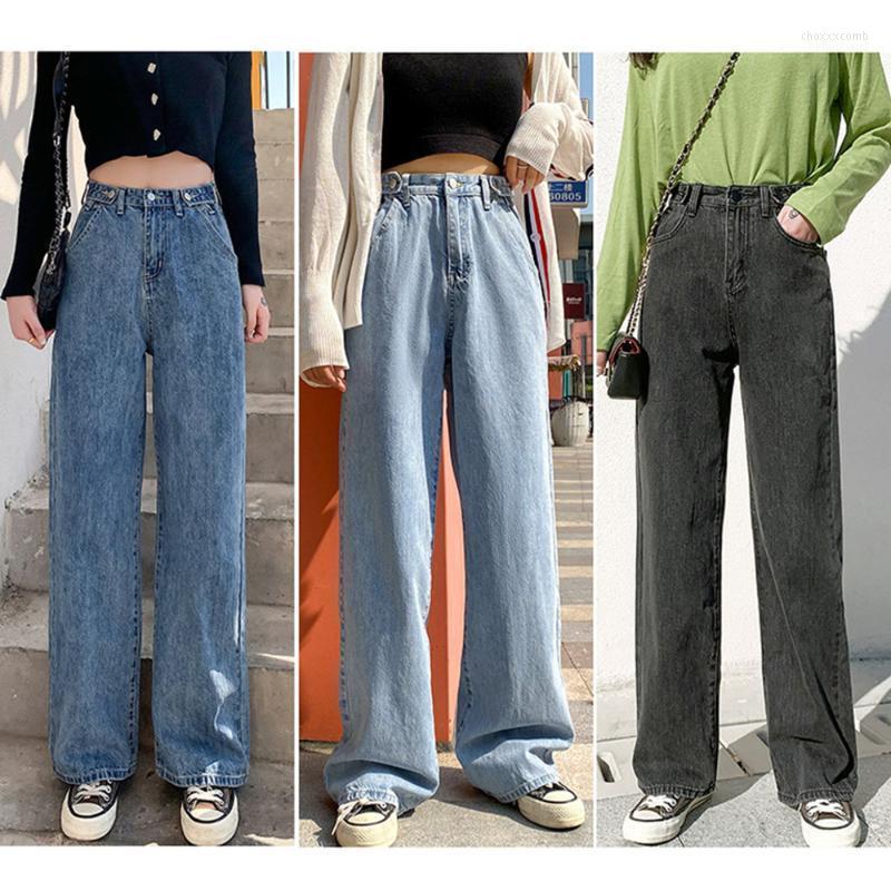 

Women' Jeans Women' Women High Waist Korean Harajuku Style Wide Leg Female Blue Denim Casual Loose Streetwear Straight Pants Trousers