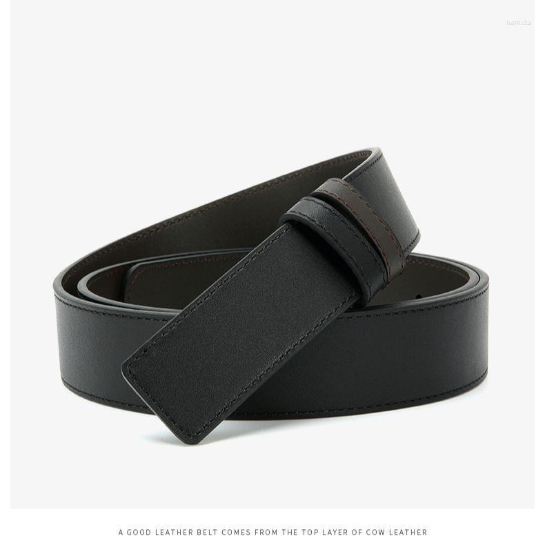 

Belts NFC Chip Belt Men's Headless Leather Without Buckle Head Layer Cattle Spare 3.4cm Wide, Black