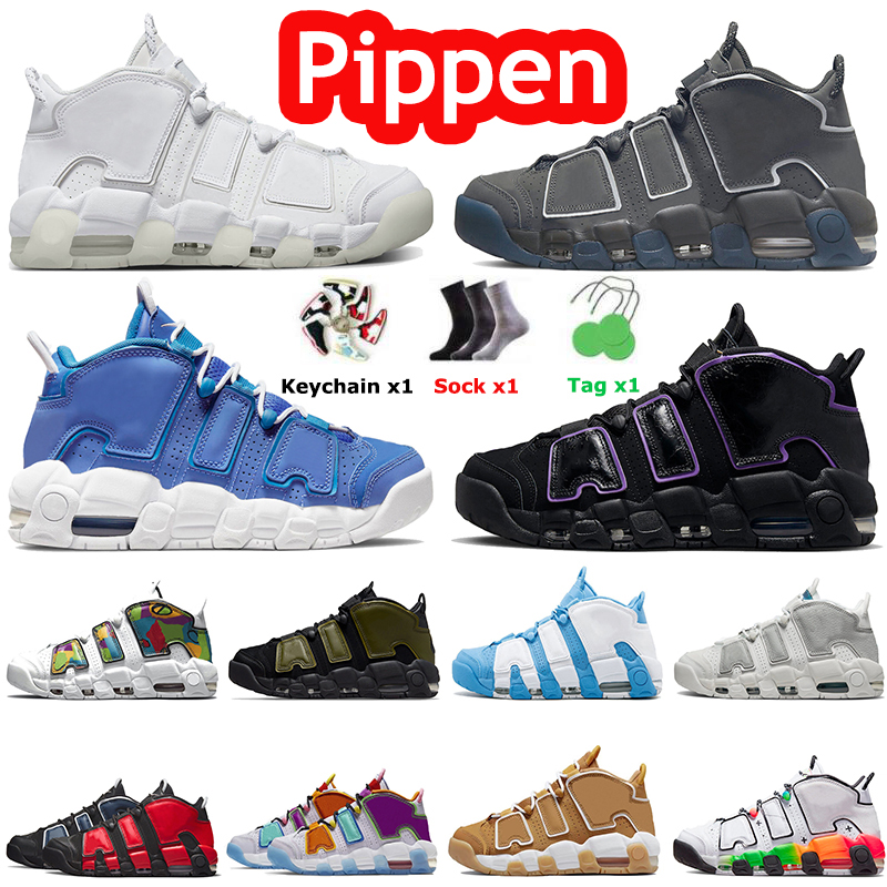 

96 more uptempos basketball shoes for mens womens 2023 with socks tempos scottie pippen triple black white university blue unc multi-color trainers sports sneakers, Item (10)
