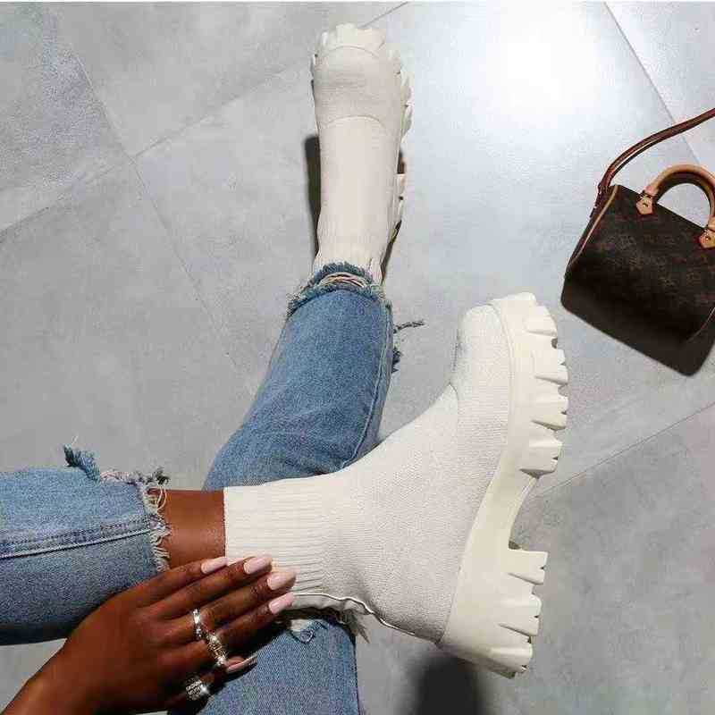 

Women Boots New Women's Shoes with Thick Soles and Woven Mesh Surface in Autumn Winter Short Large Are Available for a Long Time 07091011, Black