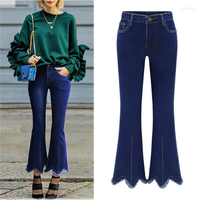 

Women's Jeans Women's Plus Size For Women High Waist Elastic Slim Ultra-soft Denim Flare Pants Full Length Female Trousers Stretch 5XL, Blue