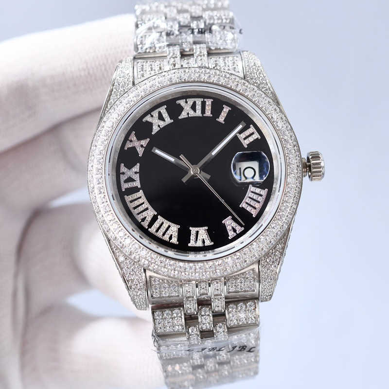 

Wristwatches Diamond Mens Watch Automatic Mechanical Watch 41mm Diamonds Bezel With Diamond-studded Steel Fashion WristWatch Montre De Luxe Men Classic, Color10