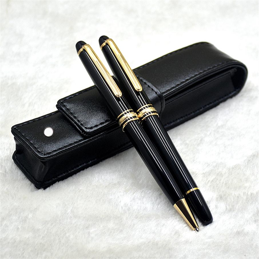 

Promotion - Luxury Msk-163 Black Resin Ballpoint pen Rollerball pen Fountain pens High quality Writing Office School Stationery With Se239W, As shown picture
