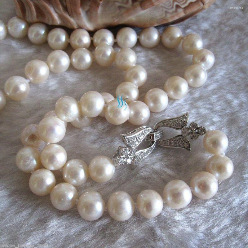 

Chains 20" 9-10mm White Freshwater Pearl Necklace Plated Gold