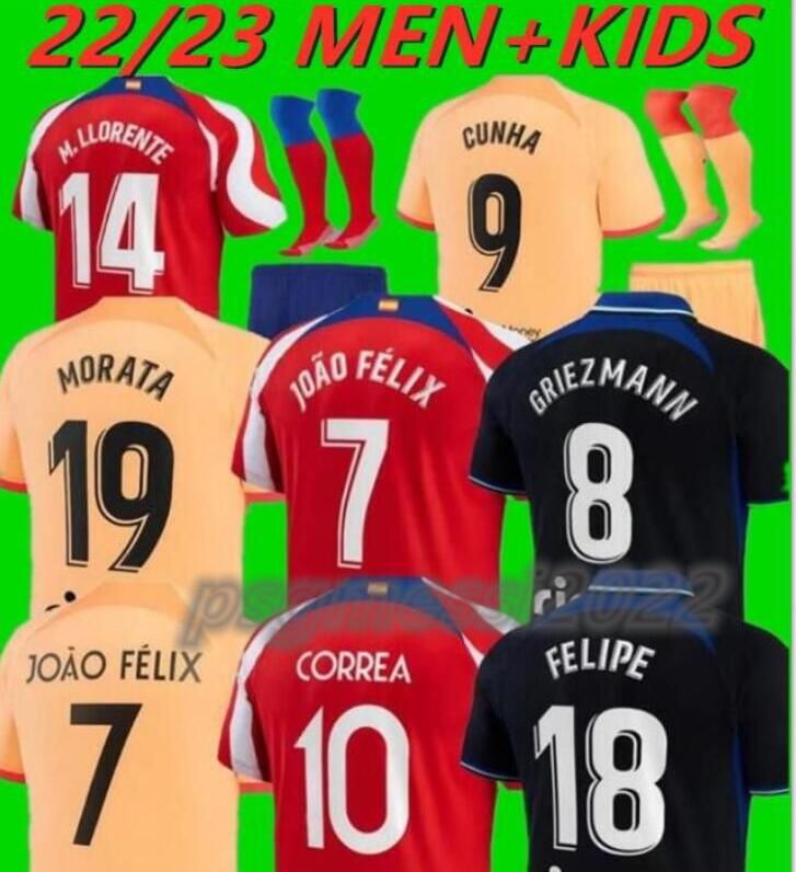 

22/23 GRIEZMANN SAUL Soccer Jersey 2022 KOKE JOAO MORATA CARRASCO FELIX Atletico MadridS Maillots de foot Shirt CORREA Cunha Felipe M.LLORENTE Football uniform 888