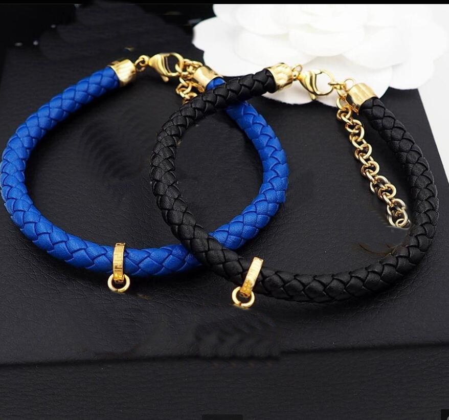 

New Designed Banshee Link Chain Medusa Head Portrait Pendants Leather Rope Chain Woven Bracelet 18K Gold Women Couple Lovers Bracelets Designer Jewelry VIYIR