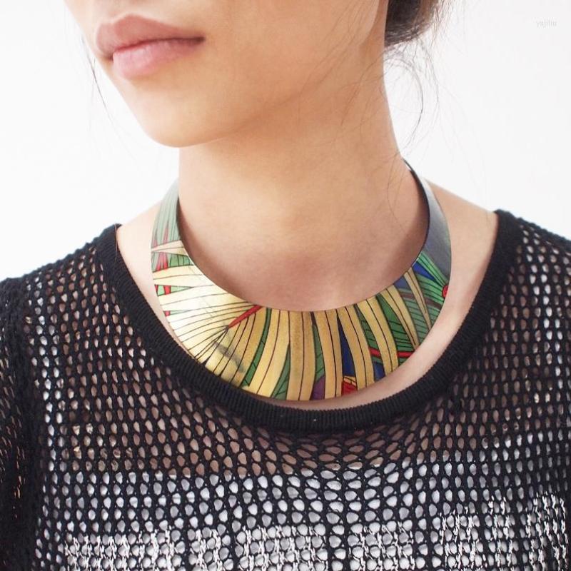 

Choker UKMOC Painting Metal Torques Charm Fashion Women Country Style Statement Alloy Necklace Jewelry