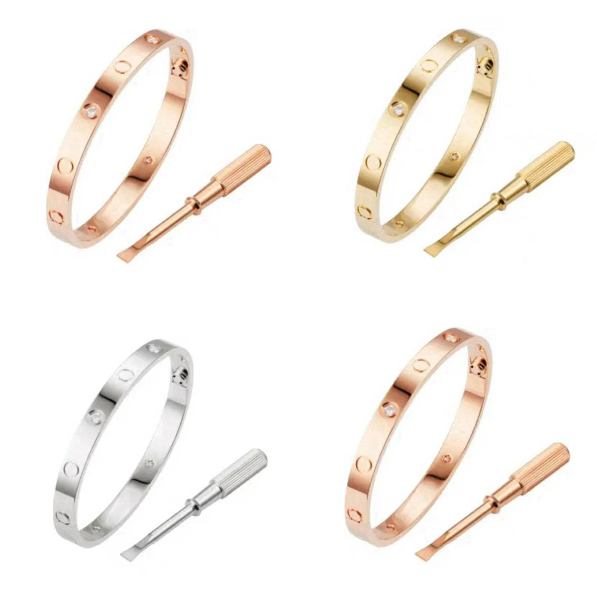 

Love Screwdriver Bracelet Designer Bangle 18K Man Woman Bracelets Classic 5.0 C with Diamonds Men Promise Women Wedding Love Gifts